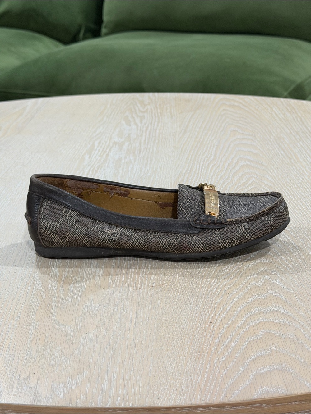 Coach Brown Signature Canvas Loafer with Gold Hardware